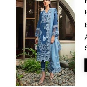 Elegant Blue/gray Embroider Kurta duputta trousers Floral cutout Pattern Chest18